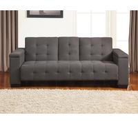 Canapé convertible 3 places DEVONSHIRE - VENTE-UNIQUE - Microfibre Gris - Tablette rabattable