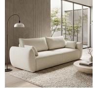 Canapé 3 places convertible avec coffre - ZORDO - tissu chenille - beige clair
