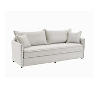 Vente-unique - Canapé 3 Places Convertible en Tissu Beige avec Assise à mémoire de Forme SERABA