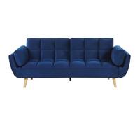 Canapé 3 places convertible en velours bleu marine ASBY
