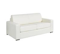Canapé 3 places convertible express cuir de buffle blanc - Couchage 140 cm - Matelas 22 cm avec mémoire de forme - CALITO