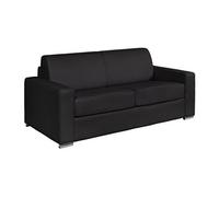 Canapé 3 places convertible express en cuir de buffle noir - Couchage 140 cm - Matelas 14 cm CALITO