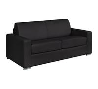 Canapé 3 places convertible express en cuir de buffle noir - Couchage 140 cm - Matelas 14 cm CALITO