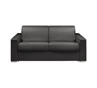 Vente-unique - Canapé 3 Places Convertible Express en Simili Noir - Couchage Lattes Larges 140 cm - Matelas 22 cm avec mémoire de Forme CALITO