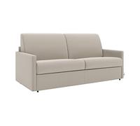 Canapé 3 places convertible express en tissu beige avec assise mémoire de forme - Couchage à lattes larges 140 cm - Matelas 18 cm CALIFE