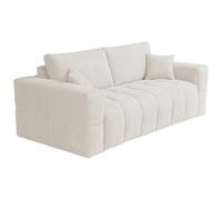 Canapé 3 places convertible express en tissu bouclette beige - Couchage 140 cm - Matelas 16 cm ISSORO