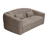 Canapé 3 places convertible express en tissu bouclette taupe - Couchage 140 cm - Matelas 13 cm RETUNA