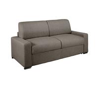 Canapé 3 places convertible express en tissu chiné anthracite - Couchage lattes larges 140 cm - Matelas 18 cm avec mémoire de forme CALITO