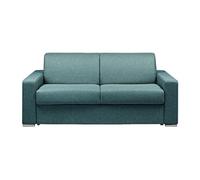 Vente-unique - Canapé 3 Places Convertible Express en Tissu chiné Bleu - Couchage 140 cm - Matelas 14 cm avec mémoire de Forme CALITO