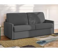Canapé 3 places convertible express en tissu gris avec assise mémoire de forme - Couchage 140 cm - Matelas 18 cm CALIFE