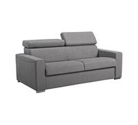 Canapé 3 places convertible express en tissu gris - couchage 140 cm - Matelas 14 cm avec mémoire de forme VIZIR
