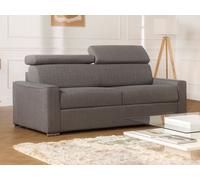 Canapé 3 places convertible express en tissu gris - Couchage 140 cm - Matelas 18 cm VIZIR