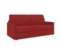 Canapé 3 places convertible express en tissu rouge - Couchage 140 cm - Matelas 14 cm CALIFE