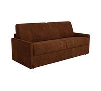 Canapé 3 places convertible express en tissu terracotta - Couchage 140 cm - Matelas 14 cm CALIFE