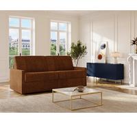 Canapé 3 places convertible express en tissu terracotta - Couchage 140 cm - Matelas 14 cm CALIFE