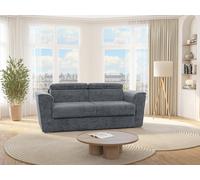 Canapé 3 places convertible express en tissu texturé gris anthracite - Couchage à lattes larges 140 cm - Matelas 22 cm avec mémoire de forme - RIZORA