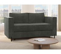 Canapé 3 places convertible express en tissu texturé vert - Couchage 140 cm - Matelas 20 cm - ELORYA