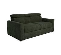 Canapé 3 places convertible express en tissu vert sapin - Couchage 140 cm - Matelas 22 cm - Matelas 22 cm avec mémoire de forme VIZIR