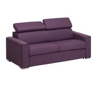Canapé 3 places convertible express en tissu violet assise mémoire de forme - Couchage 140 cm - Matelas 14 cm mémoire de forme VIZIR