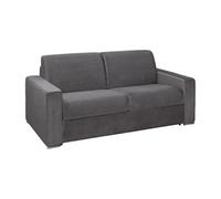 Canapé 3 places convertible express en velours anthracite - Couchage lattes larges 140 cm - Matelas 14 cm avec mémoire de forme CALITO