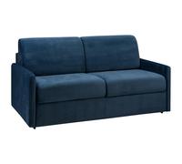 Canapé 3 places convertible express en velours bleu nuit avec assise mémoire de forme - Couchage 140 cm - Matelas 22 cm avec assise mémoire de forme CALIFE