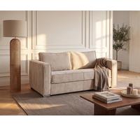 Canapé 3 places convertible express en velours côtelé beige - Couchage 140 cm - Matelas 22 cm avec mémoire de forme LORETO