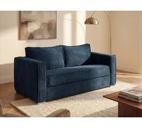 Canapé 3 places convertible express en velours côtelé bleu nuit - Couchage 140 cm - Matelas 14 cm LORETO