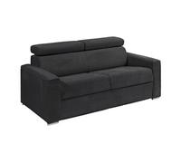 Canapé 3 places convertible express en velours côtelé gris avec assise mémoire de forme - Couchage 140 cm - Matelas 22 cm mémoire de forme VIZIR