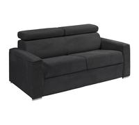 Canapé 3 places convertible express en velours côtelé gris avec assise mémoire de forme - Couchage 140 cm - Matelas 22 cm mémoire de forme VIZIR