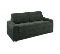 Vente-unique - Canapé 3 Places Convertible Express en Velours côtelé Vert - Couchage 140 cm - Matelas 14 cm - CALITO