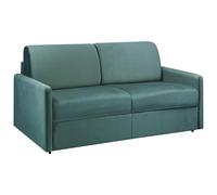 Canapé 3 places convertible express en velours vert émeraude avec assise mémoire de forme - Couchage 140 cm - Matelas 22 cm avec assise mémoire de forme CALIFE