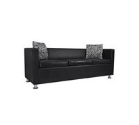 vidaXL Canapé Chesterfield 3 Places Similicuir Noir Salle de Séjour Salon Sofa