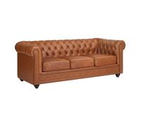 Vente-unique - Canapé 3 Places en Cuir de Vachette Camel Chesterfield