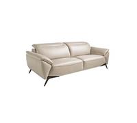 Canapé 3 places en cuir gris taupe 6132C, 223 x 107 x 78/102 cm. -