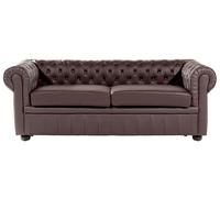 Canapé 3 places en cuir marron CHESTERFIELD - BELIANI - Classique - Intemporel - Fixe