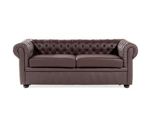 Canapé 3 places en cuir marron CHESTERFIELD - BELIANI - Classique - Intemporel - Fixe