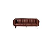 Canapé 3 places en cuir marron, fixe, usage quotidien - Chehoma, Slowboy - 218x83x79 cm