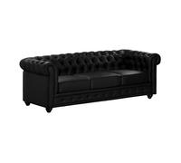 Canapé 3 places en simili CHESTERFIELD - Noir