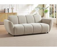 Canapé 3 places en tissu beige effet matelassé JULORI