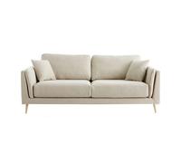 Canapé scandinave 3 places en tissu beige naturel et bois clair VOGUE