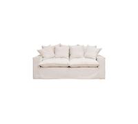 Canapé 3 places en tissu blanc, fixe, uni - Chehoma, Candela - 220x105x95 cm