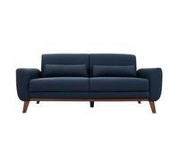 Miliboo - Canapé 3 places en tissu bleu foncé et bois foncé EKTOR