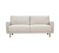 Canapé 3 places en tissu effet velours texturé beige et bois clair bono