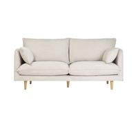 Canapé 3 places en tissu effet velours texturé beige et bois clair clayton