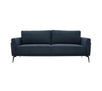 Canapé 3 places en tissu effet velours texturé bleu foncé et métal noir mosco