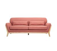 Canapé 3 places en tissu effet velours texturé terracotta et bois clair yoko