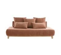 Canapé 3 places en tissu effet velours texturé terre brûlée l200 cm odeon