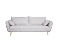 Canapé 3 places en tissu gris clair chiné et bois clair creep
