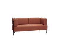 Canapé 3 places en tissu polyester orange, fixe, 4 coussins, pieds métalliques noirs - Hübsch, Block - 189x78x81 cm