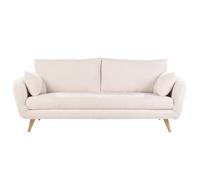 Canapé scandinave 3 places en tissu velours côtelé écru et bois clair CREEP